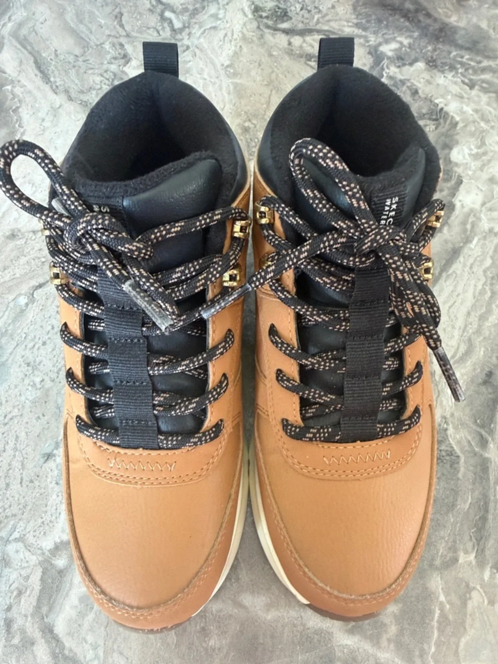 Skechers Kids Tan and Black Lace-Up Waterproof Boots